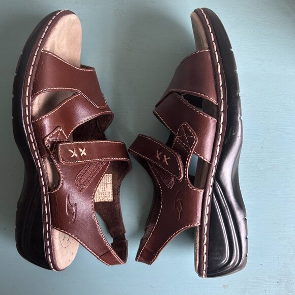 Dr. Scholl's Leather Embroidered Sandal Size 6 Low Heel Comfort Arch Support - Picture 7 of 11